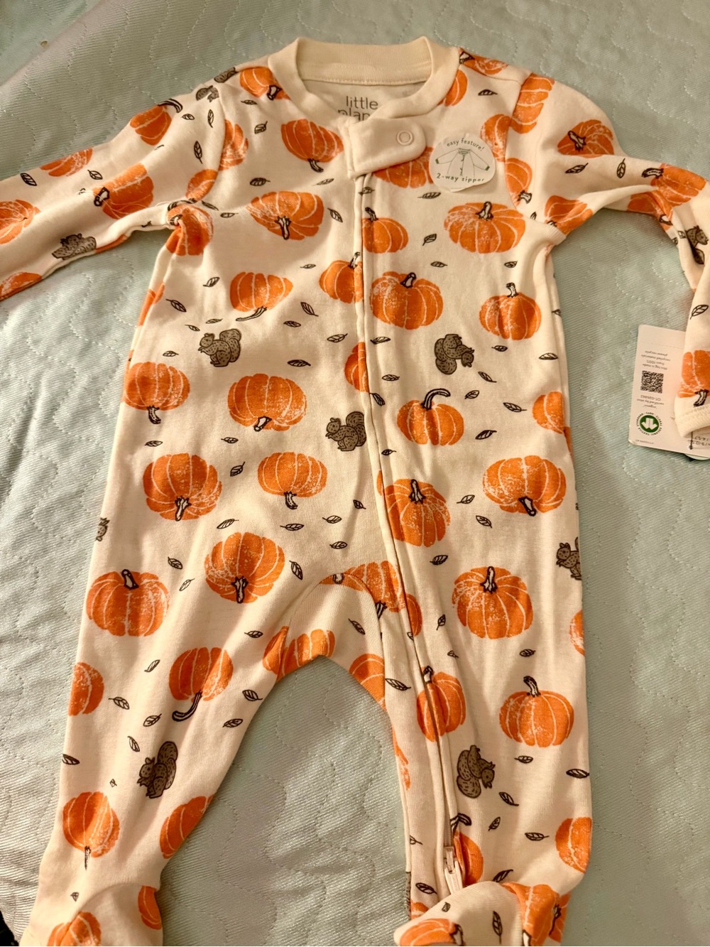 Little Planets Pumpkin Print Baby One-Piece - Orange